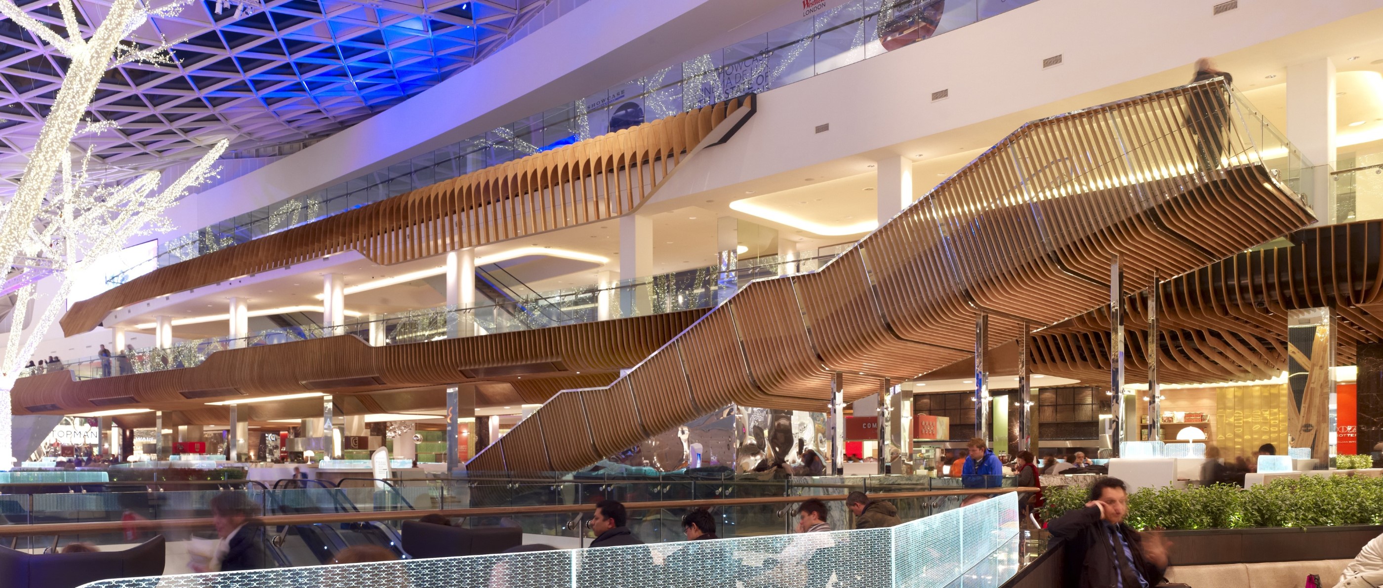 westfield london shopping mall food court eat gallery bench